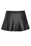 Faux Leather Pleated Mini Skirt with Edgy Belt Accents