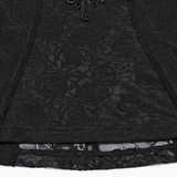 Female Black Lace Top with Embroidered Applique