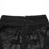 Female Black Lace Top with Embroidered Applique