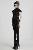 Female Black Lace Top with Embroidered Applique