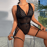Female See-Through Deep-V Bodysuit Lingerie / Women's Backless Halter Erotic Apparel - EVE's SECRETS