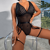 Female See-Through Deep-V Bodysuit Lingerie / Women's Backless Halter Erotic Apparel - EVE's SECRETS