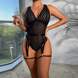 Female See-Through Deep-V Bodysuit Lingerie / Women's Backless Halter Erotic Apparel - EVE's SECRETS
