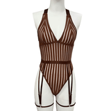 Female See-Through Deep-V Bodysuit Lingerie / Women's Backless Halter Erotic Apparel - EVE's SECRETS