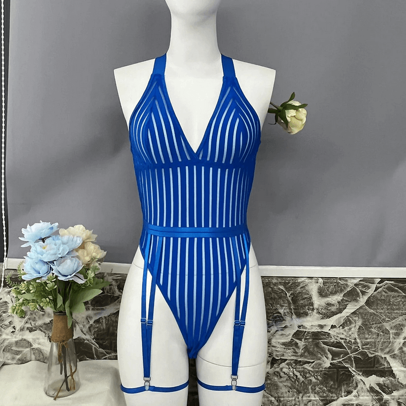 See-Through Plunge V-Neck Bodysuit Lingerie / Women's Backless Erotic Apparel - EVE's SECRETS