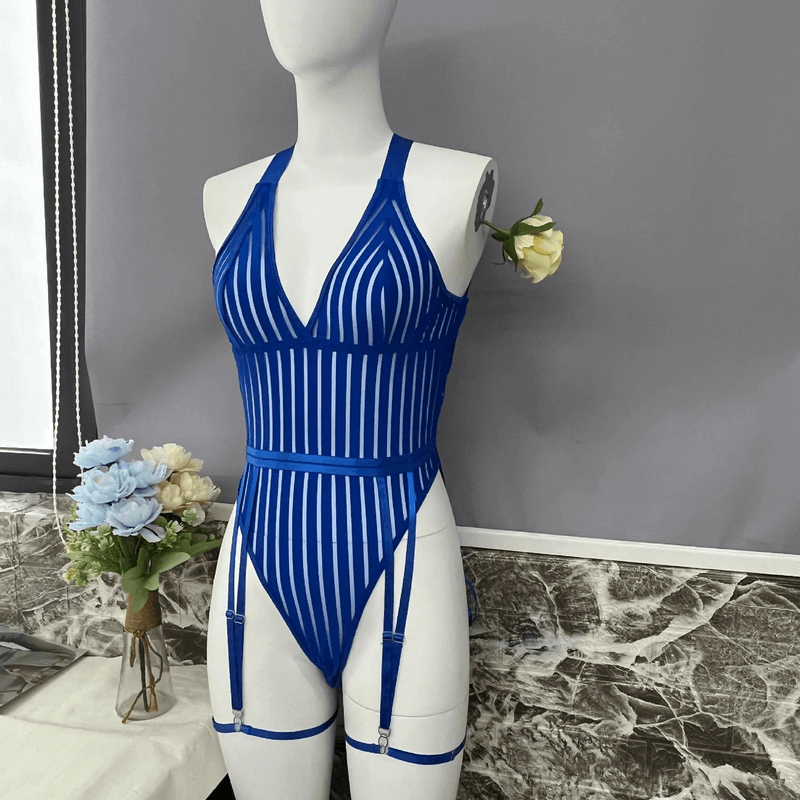 See-Through Plunge V-Neck Bodysuit Lingerie / Women's Backless Erotic Apparel - EVE's SECRETS