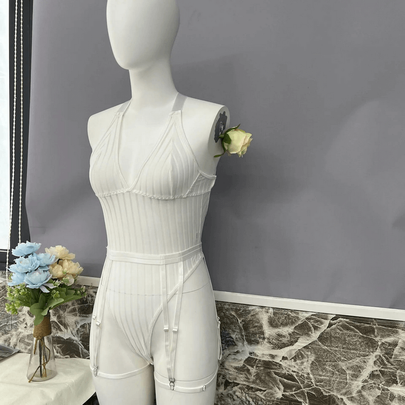 See-Through Plunge V-Neck Bodysuit Lingerie / Women's Backless Erotic Apparel - EVE's SECRETS