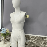 See-Through Plunge V-Neck Bodysuit Lingerie / Women's Backless Erotic Apparel - EVE's SECRETS