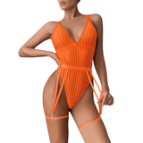 See-Through Plunge V-Neck Bodysuit Lingerie / Women's Backless Erotic Apparel - EVE's SECRETS