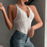See-Through Plunge V-Neck Bodysuit Lingerie / Women's Backless Erotic Apparel - EVE's SECRETS