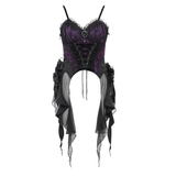 Floral Accented Gothic Lace-Up Corset Top for Women