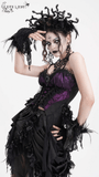 Floral Accented Gothic Lace-Up Corset Top for Women