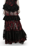 Women's Gothic Fishtail Skirt with Layered Floral Lace