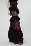 Women's Gothic Fishtail Skirt with Layered Floral Lace