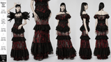 Women's Gothic Fishtail Skirt with Layered Floral Lace