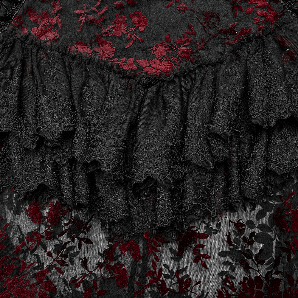 Women's Gothic Fishtail Skirt with Layered Floral Lace