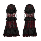 Women's Gothic Fishtail Skirt with Layered Floral Lace