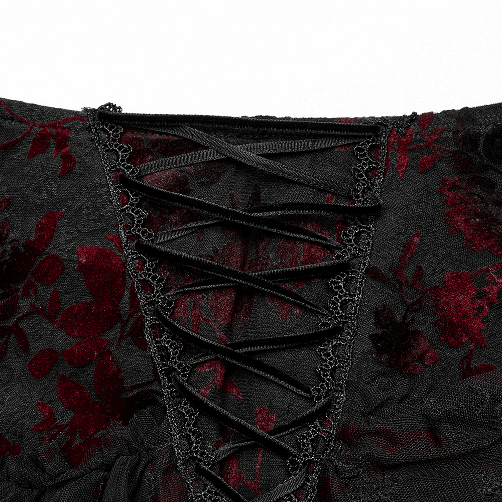 Women's Gothic Fishtail Skirt with Layered Floral Lace
