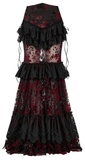 Women's Gothic Fishtail Skirt with Layered Floral Lace