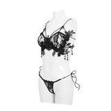 Floral Lace Beading Lingerie Set: Sexy Black Underwear