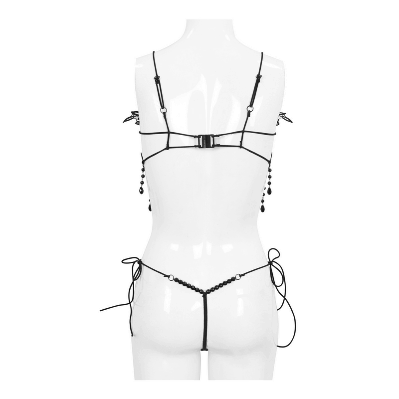 Floral Lace Beading Lingerie Set: Sexy Black Underwear