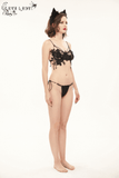 Floral Lace Beading Lingerie Set: Sexy Black Underwear