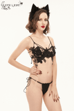 Floral Lace Beading Lingerie Set: Sexy Black Underwear