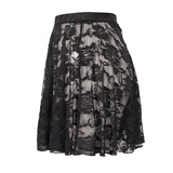 Floral Lace Mini Skirt / Sheer Black Single Layer