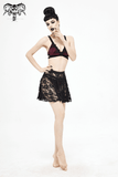 Floral Lace Mini Skirt / Sheer Black Single Layer