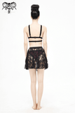 Floral Lace Mini Skirt / Sheer Black Single Layer