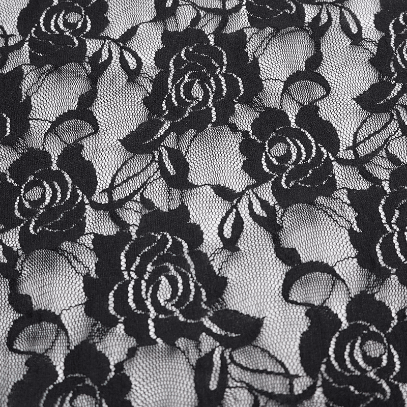 Floral Lace Mini Skirt / Sheer Black Single Layer