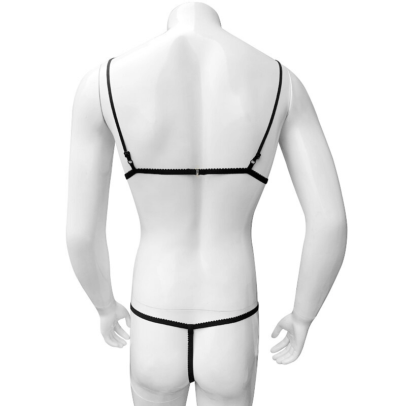 Floral Lingerie Set for Men / Erotic Mesh Underwear / Sheer Bra Top with G-strings - EVE's SECRETS