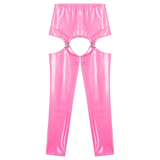 Glossy High-Waist Latex Garter Leggings for Women