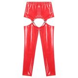 Glossy High-Waist Latex Garter Leggings for Women