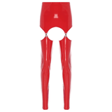 Glossy High-Waist Latex Garter Leggings for Women