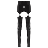 Glossy High-Waist Latex Garter Leggings for Women