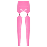 Glossy High-Waist Latex Garter Leggings for Women