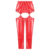 Glossy High-Waist Latex Garter Leggings for Women