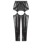 Glossy High-Waist Latex Garter Leggings for Women
