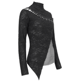 Goth Patchwork Half-Turtleneck with Asymmetrical Hem