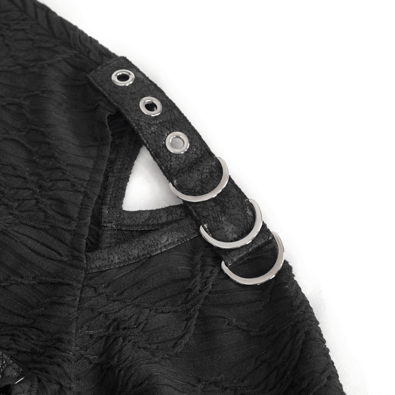 Goth Patchwork Half-Turtleneck with Asymmetrical Hem