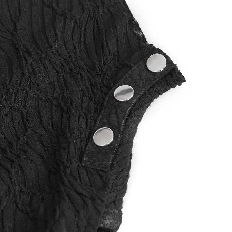 Goth Patchwork Half-Turtleneck with Asymmetrical Hem