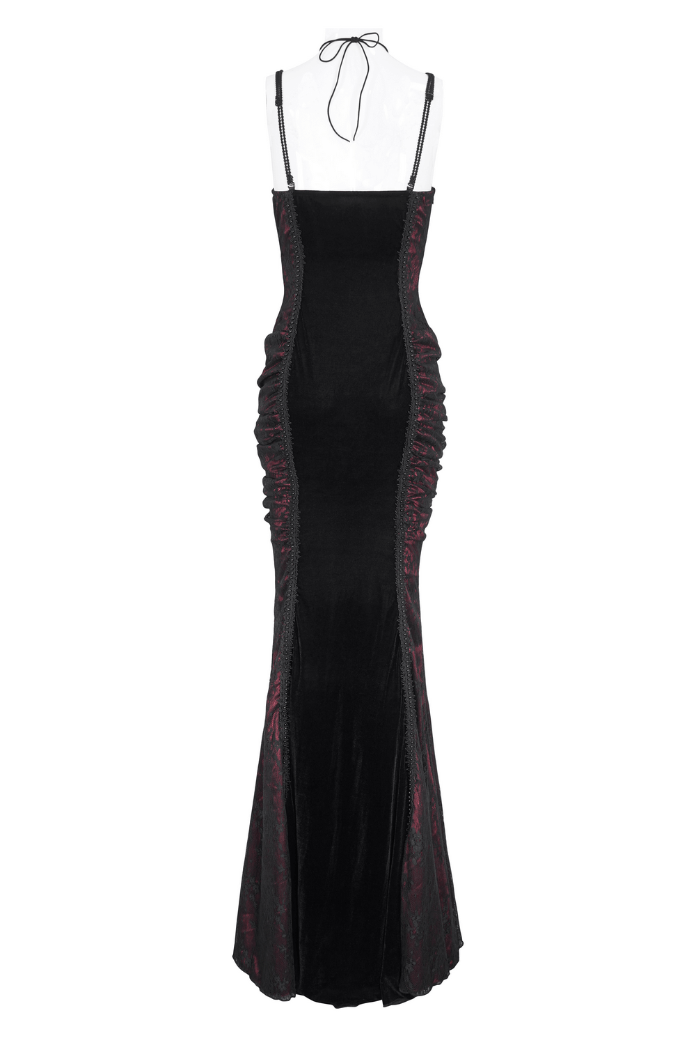 Goth Velvet Long Dress with Lace Appliques for Women