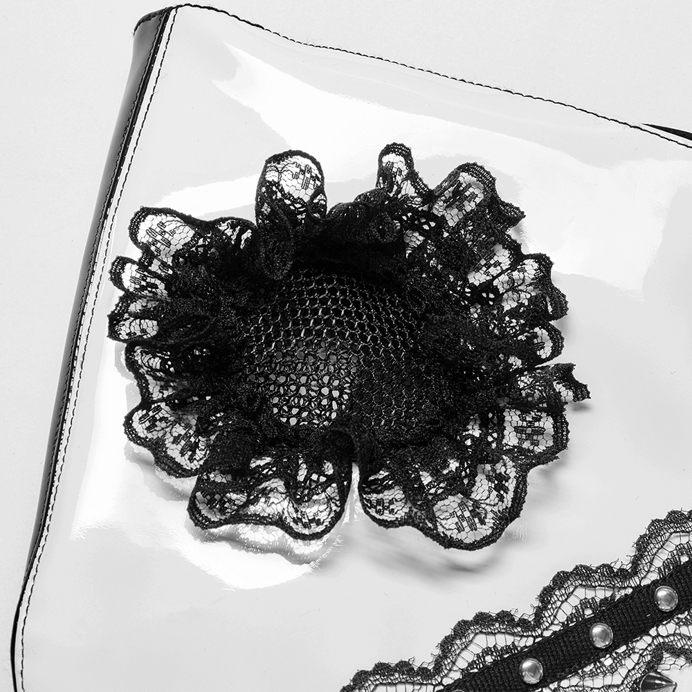 Gothic Black and White Mask with Lace Detailing and Vents