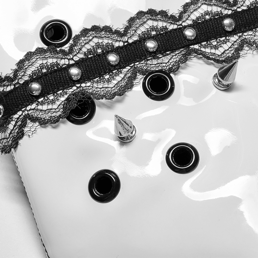 Gothic Black and White Mask with Lace Detailing and Vents