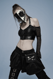 Gothic Black and White Mask with Lace Detailing and Vents