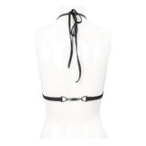 Gothic Black Bikini Top: Rope Tie / Stretch Straps
