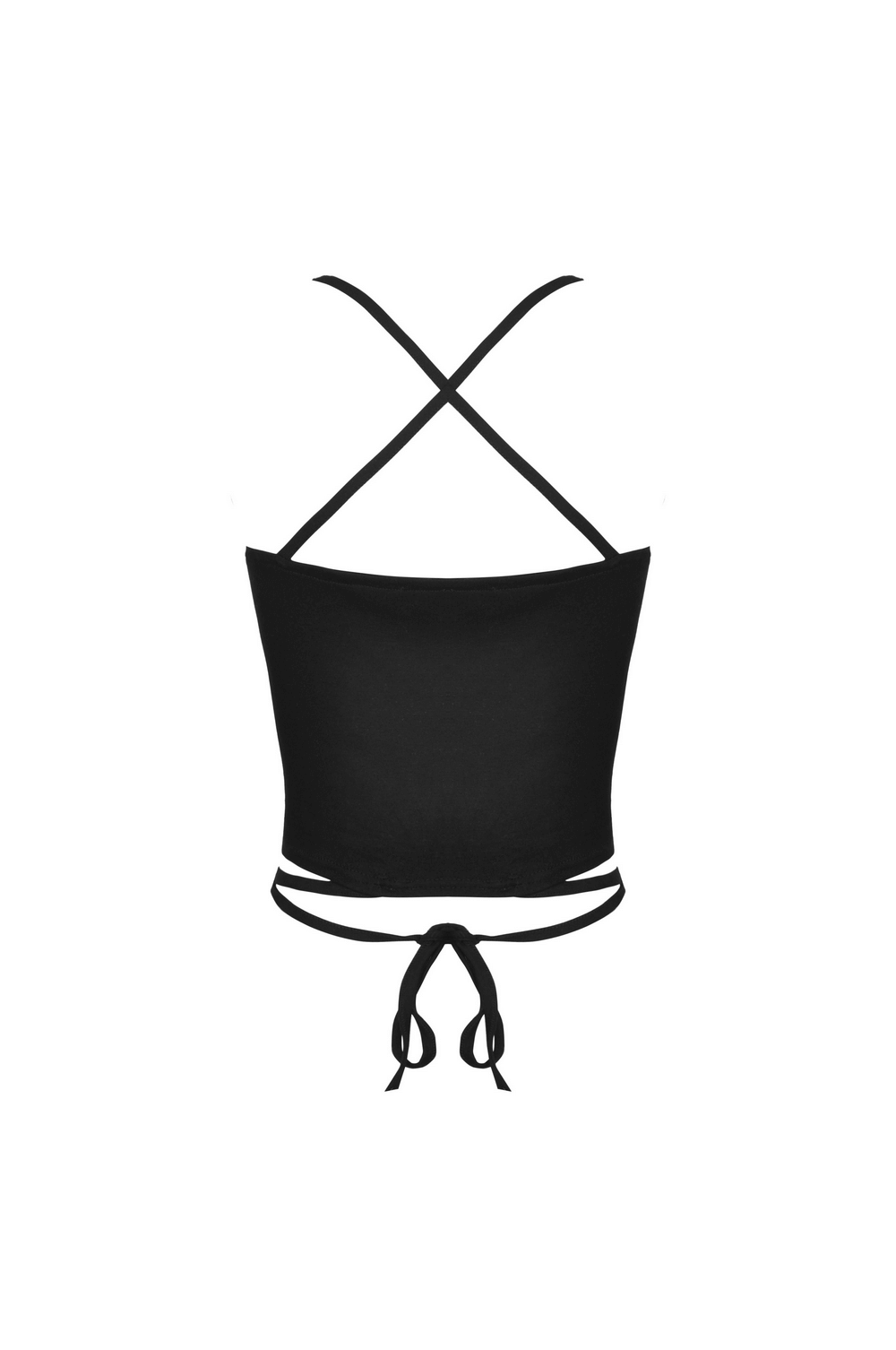 Gothic Black Crop Top with Straps Featuring Chain Detail