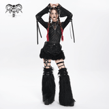 Gothic Black Faux Leather Shorts Accented with Fur Hem