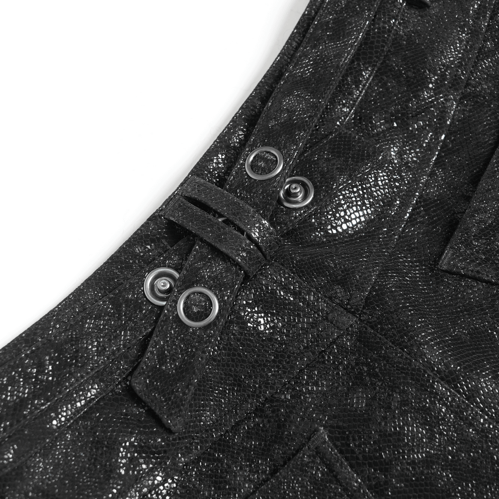 Gothic Black Faux Leather Shorts Accented with Fur Hem
